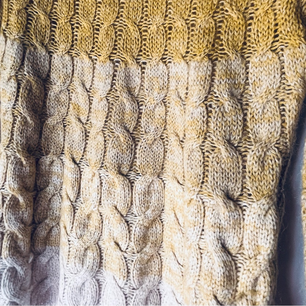 Anthropologie Sparrow Yellow Cream Ombré Cable Knit Sweater - Picture 6 of 8